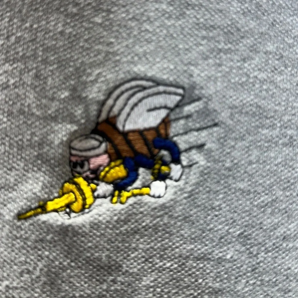 Vintage Hanes Men's Gray‎ Embroidered Bee Hornet Polo Shirt Short Sleeve Large